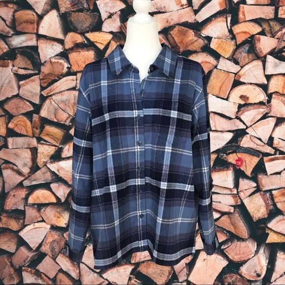 Denim&Co Tops - Blue Plaid Women's Top